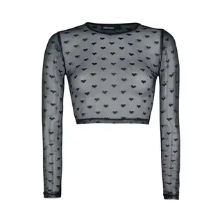 Jawbreaker Don't Mesh With My Heart Crop Top Long-sleeve Shirt Black