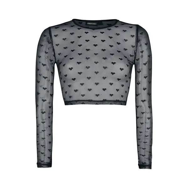 Jawbreaker Don't Mesh With My Heart Crop Top Long-sleeve Shirt Black thumbnail