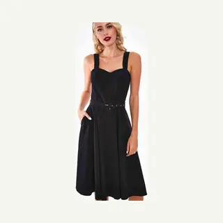 Voodoo Vixen Frenchie Flare Halter Dress Mini Dress Black