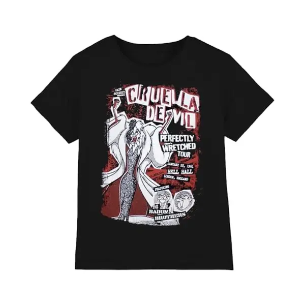 Disney 101 Dalmatians Cruella Tour T Shirt In Black thumbnail