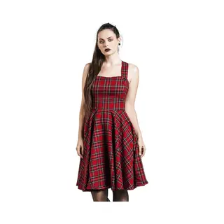 Hell Bunny Irvine Pinafore Dress Midi Dress Red