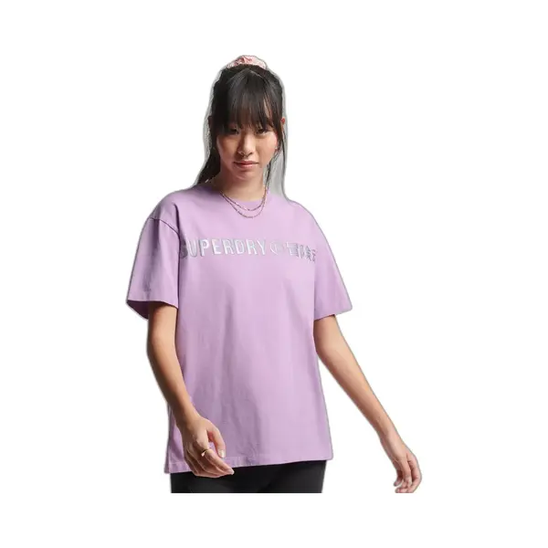 Superdry Dames Tshirt Core Logo Linear T-shirt Met Losse Pasvorm thumbnail