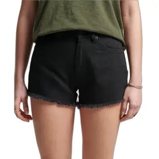 Superdry, Damen, Shorts, Studios Denim-Shorts Aus Bio-Baumwolle Mit Hohem Bund, Schwarz, (28)