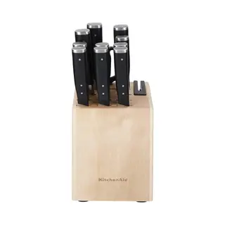 KitchenAid Messerblock Gourmet (11tlg), Messerr Japanischer Stahl, Schärfer, Birkenholzblock, Inkl. 1 Schere