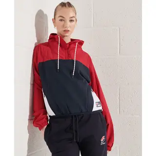 Superdry Overhead Cropped Cagoule Jas Rood, Blauw S Vrouw
