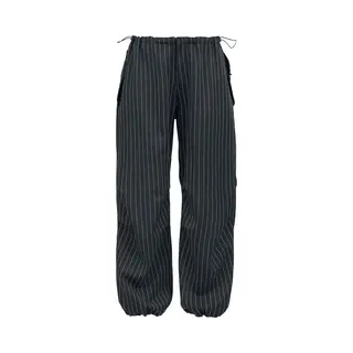 Banned Alternative Raven Pinstripe Trousers Stoffhose Schwarz In L