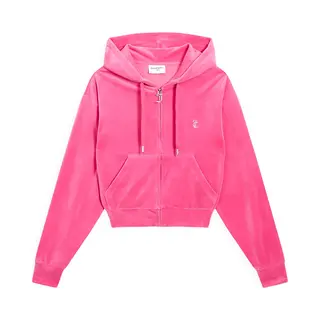 Juicy Couture Juicy Couture Iccle Diamante Oversized Cropped Hoodie Roze - Maat S