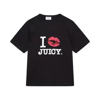 Juicy Couture Juicy Couture I â€˜Kissâ€ Juicy Fitted Ringer Tee Zwart - Maat S
