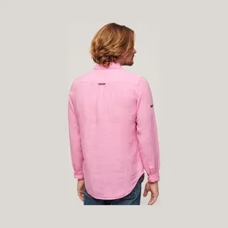 Superdry, Herren, Hemden, Lässiges Leinen-Langarmhemd, Pink, (3XL)