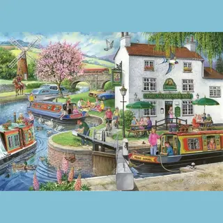 The House Of Puzzles - No.6 - By The Canal Jigsaw - 1000 Piece Jigsaws For Adults, Artist Illustrated, Scenic Landscape, Deluxe Puzzle Gifts