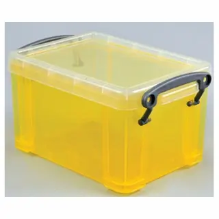 Really Useful Boxes transparante opbergdoos 0,7 l geel tijdschriftenhouder