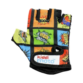 Kiddimoto Comic Anti Slip Kids Bike Gloves For Kids Boys & Girls Best Toddler Bike Gloves Ages 2-8 Fingerless Cycling Gloves For Youth Sports Like
