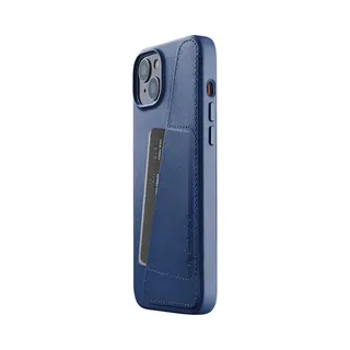 Mujjo - Full Leather Wallet Geschikt Voor IPhone 14 Plus - Blauw
