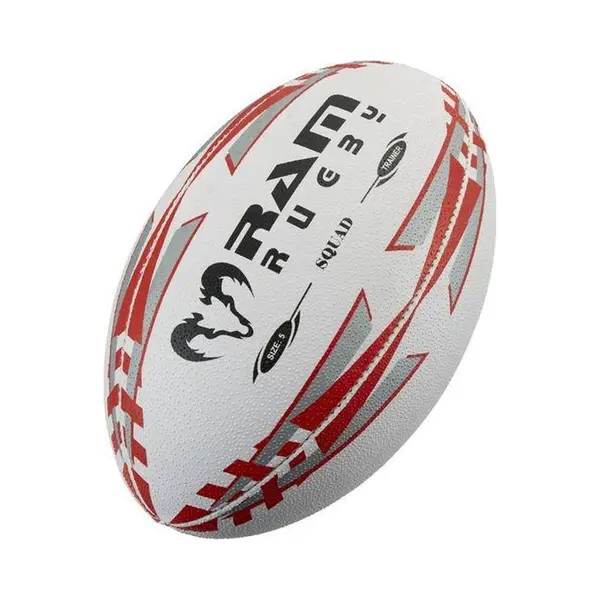 Ram Rugby Squad Trainingsball, England Designed, Top-Qualität, Handgenäht, 3D-Grip Für Optimale Ballkontrolle, Mit Pumpe, Größen 3-5 (4 thumbnail