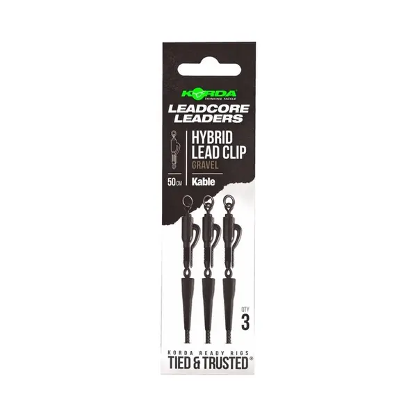 Korda Kable Leadcore Leader Hybrid Leadclip 50 Cm – Kies | Schnell Sinkender, Fertig Gebundener Leadcore Zum Karpfenangeln | Langlebige thumbnail
