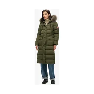 Superdry - Lange Everest Jas Met Imitatiebont - Dames - Gewatteerde Jassen