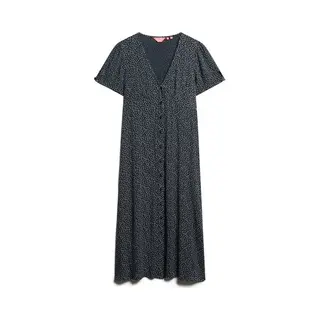 Superdry - Bedrukte Midi-teadress Met Knopen En Korte Mouwen - Dames - Jurken