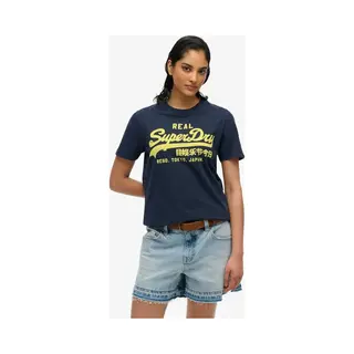 Superdry Damen Figurbetontes T-Shirt In Neonfarben Mit Vintage-Logo Finster Marineblau 38