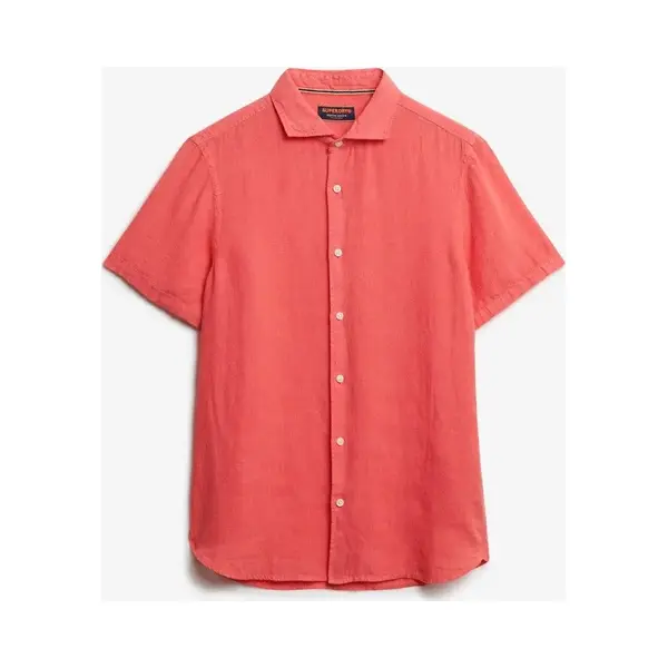 Superdry, Herren, Hemden, Vacation Hemd Mit Kurzen Ärmeln Aus Leinen, Rot, (L) thumbnail
