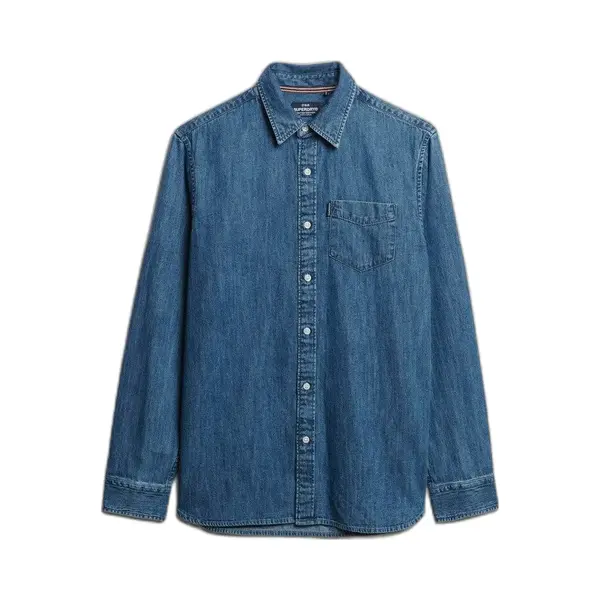 Superdry, Herren, Hemden, Langärmeliges Essential Jeanshemd, Blau, (3XL) thumbnail