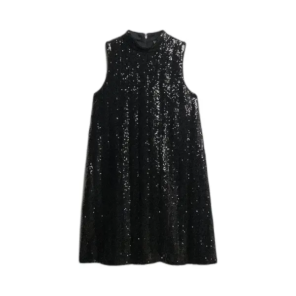 Kurzes ärmelloses Trapezkleid Mit Pailletten, Damen Superdry thumbnail