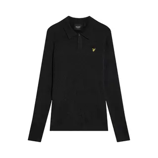 Lyle and Scott Lyle & Scott Longsleeve Poloshirt Lammwolle Schwarz - Größe Xl