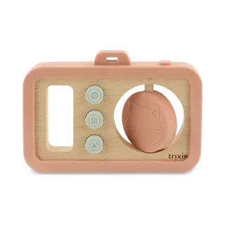 Trixie Baby Camera Van Hout En Silicone - Mrs. Cat - Eerste Speelgoed Voor Baby - Kraamcadeau - Baby Cadeau