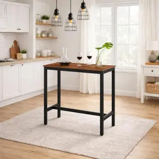 Acaza - Bartisch Für Küche 120L X 60B X 105H Cm - Stehtisch Rechteckig Und 105cm Hoch - Küchentheke Aus Holz Und Metall - Braun