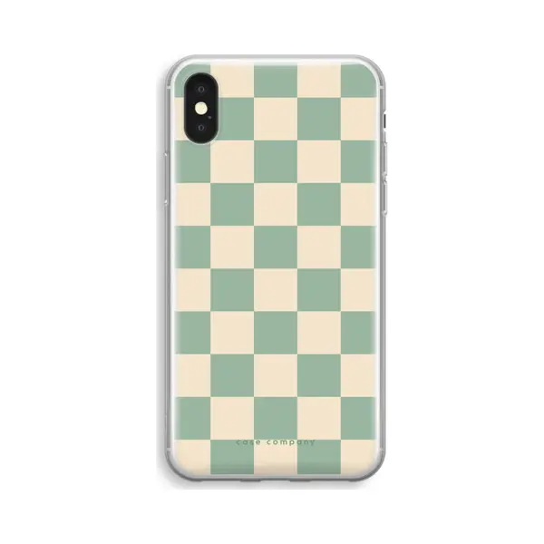 Case Company® - Hoesje Geschikt Voor IPhone X Hoesje - Checkered Mint - Soft Cover Telefoonhoesje - Bescherming Aan Alle Kanten En Schermrand thumbnail