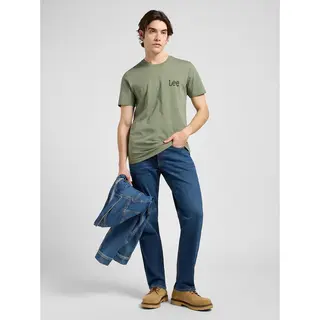Regular Medium Wobbly Lee Tee Olive Stone Größe M