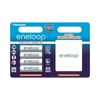 Eneloop, Aa/Mignon, Rechargeable Battery, Pack Of 4 + Case, Capacity Of 2000 MAh, Ready-to-Use Ni-Mh Batteries, 2000 Recharge Cycles, Plastic Free