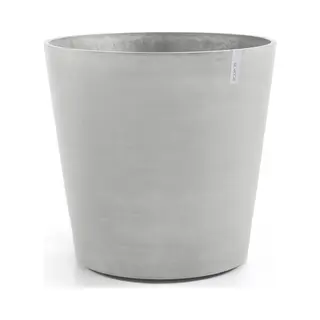 Ecopots Amsterdam Wheels 80 - White Grey - Ø80 X H74, 2 Cm - Ronde Witgrijze Bloempot Op Wielen
