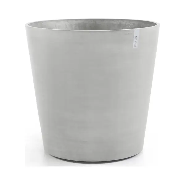 Ecopots Amsterdam Wheels 80 - White Grey - Ø80 X H74, 2 Cm - Ronde Witgrijze Bloempot Op Wielen thumbnail