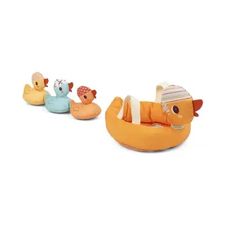 Lilliputiens – 4 Badeenten, Darunter 3 Magnetische Entchen – 4 Teile – Mitwachsendes & Pädagogisches Badespielzeug Aus Stoff – Gelb – Ab 9