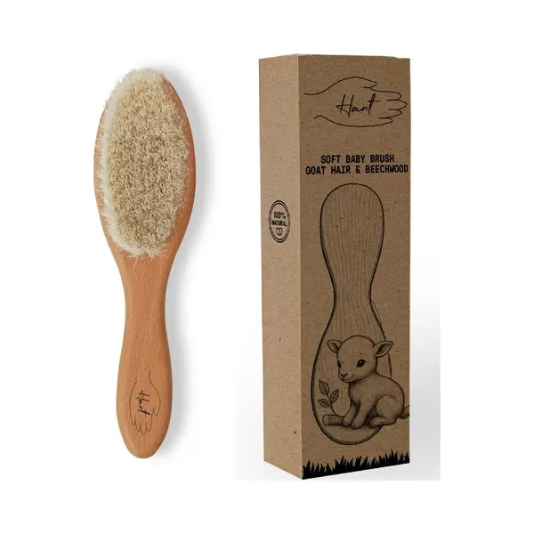 Hant | Baby Haarbürste – 100% Natürliche Ziegenhaarbürste Mit Weichen Borsten – Holzbürste Weich Babybürste Neugeborene – Ideal Für thumbnail