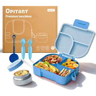 BentOH! Bento Box Kinderen & Volwassenen - Blauw – Lekvrije Lunchbox Met Vakverdeling – Magnetron- & Vaatwasserbestendig – Inclusief Lepelset