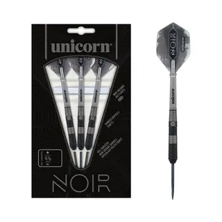 Unicorn Steeltip Darts-Set, Noir Stil 3, 90% Wolfram Barrels Mit Schwarzer Titanbeschichtung & Schwarzen Volute Points, 26 G