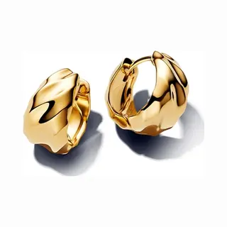 Pandora Gold Rippled Hoop Earrings