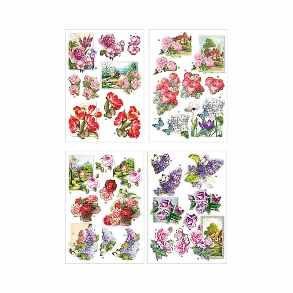 Creativ company 3D Vellen - Bloemen En Vlinders Design - Scrapbooking Vellen - Diy Knipvellen - Creatieve Hobbyvellen - Papier Vellen - Kaarten Maken Vellen - Set Van thumbnail