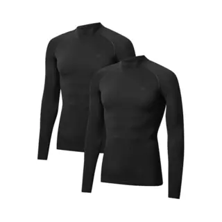 Danish Endurance Lange Mouw Compressie Top Heren, Onderlaag Shirt, Ademend Mesh, 2-Pack - Zwart - Maat Xxl