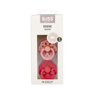 BiBs Boheme Fopspeen - Rond - 2 Stuks - 6-18 Mnd - Dusty Pink/Coral