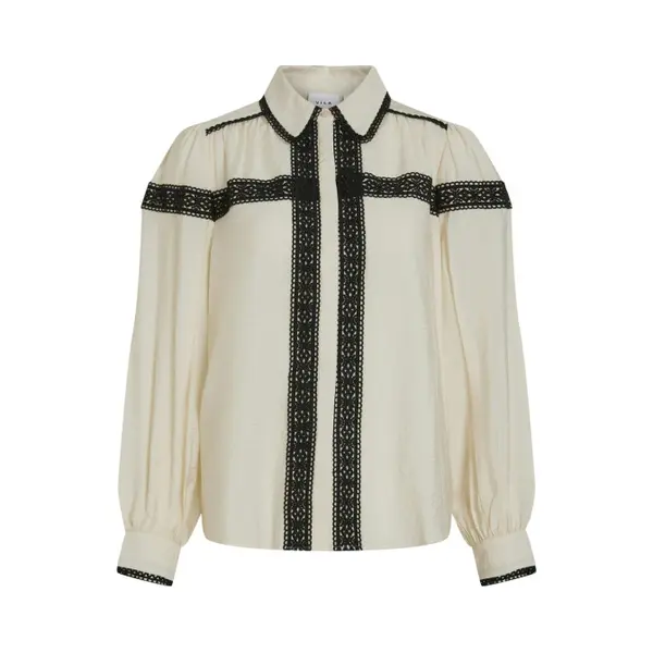 Vila Blouse Vidola Ls Shirt 14101521 Birch Dames Maat - W38 thumbnail