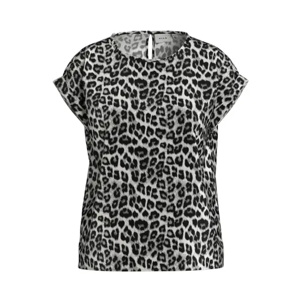 Vila T-shirt Viellette S/s Full Satin Top - Noos 14109246 Glacier Gray/leo Dames Maat - 38 thumbnail