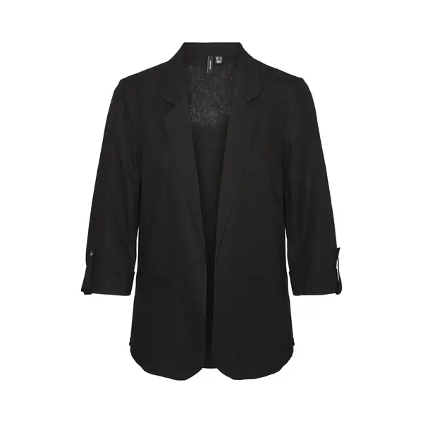 Vero Moda Damen Legeres Blazer Jackett Mit Dreiviertel Arm Leichter Sakko Eleganter Business Shacket, Farben, Schwarz, Größe, L thumbnail