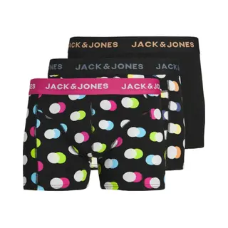 Jack & Jones Heren Boxershorts Trunks Jacreese Gestipt Zwart 3-Pack - Maat L