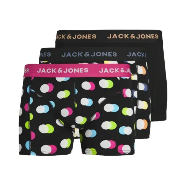 Jack & Jones Heren Boxershorts Trunks Jacreese Gestipt Zwart 3-Pack - Maat L thumbnail