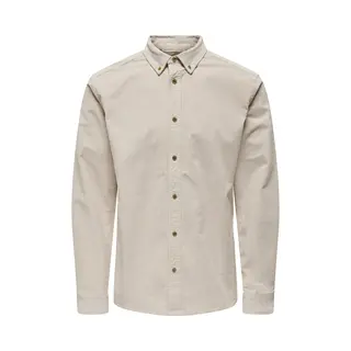 Only & Sons Herren Onsmichael 18w Reg Cord Stretch Shirt Langarmhemd, Silver Lining, M Eu
