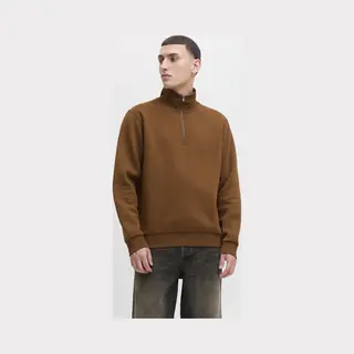 Jack & Jones Male Sweatshirt Mit Halbem Reißverschluss Einfarbig Sweatshirt Mit Halbem Reißverschluss