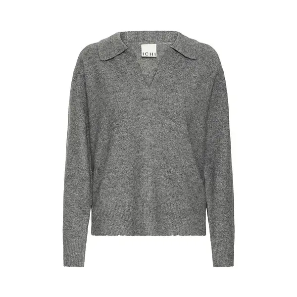 Ichi, Damen, Pullover, Macon LS19, Grau, (M) thumbnail