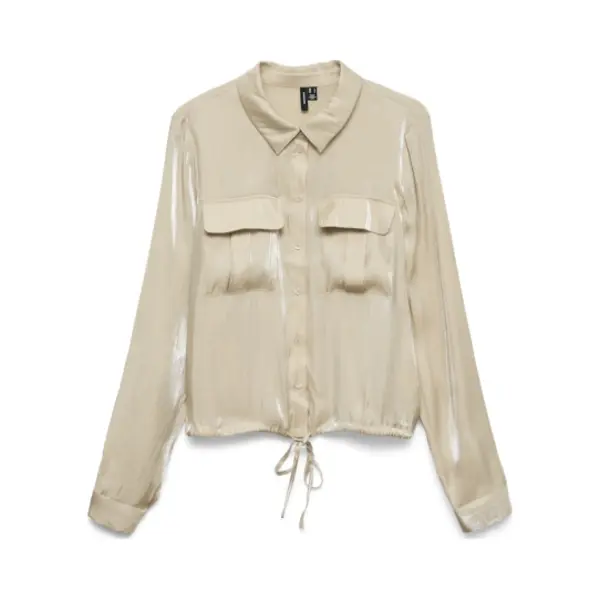Vero Moda - Vmmarys Liva Ls Tie Shirt Wvn Lcs - Dames - Blouses thumbnail